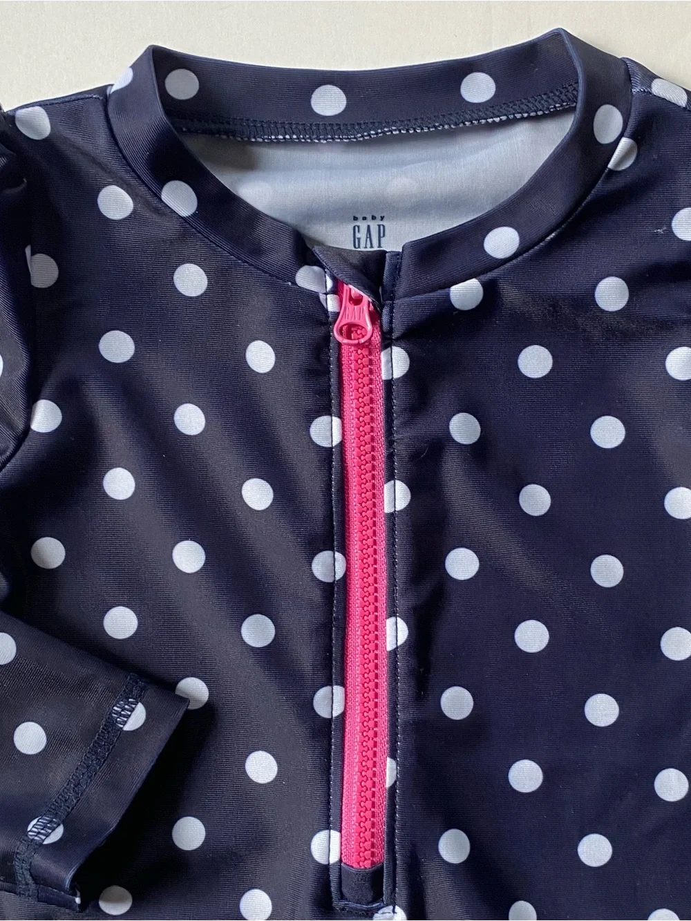 Gap Rashguard Swimsuit 12 18 Months One Piece Polka Dots Long Sleeve Girls EUC